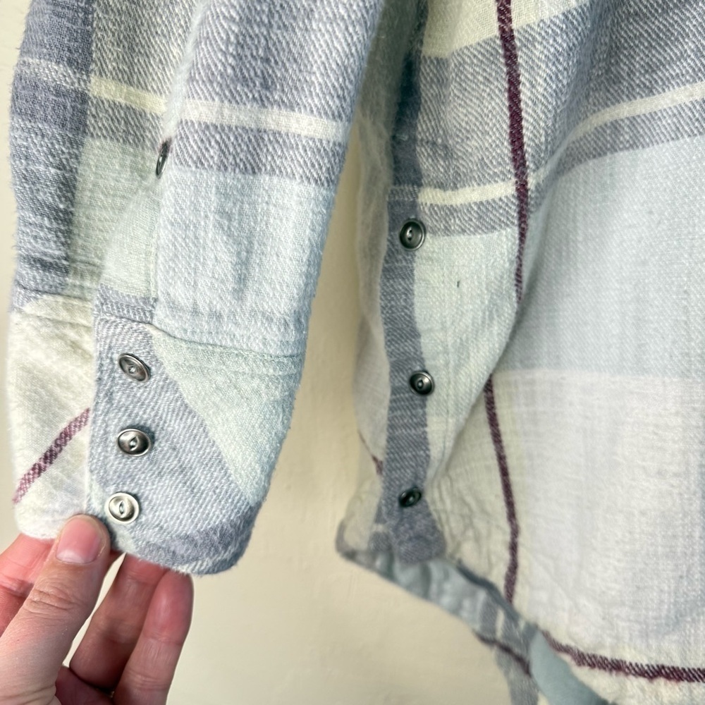 Free People Rainy Day Plaid Button Down Flannel Shirt Size XS - Picture 5 of 9